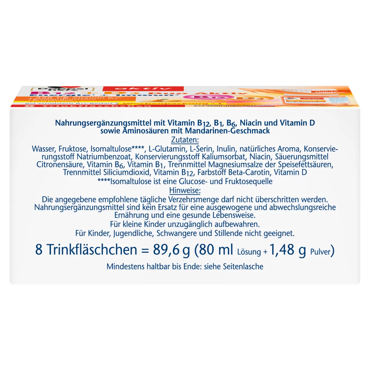 Abbildung der Produktverpackung Doppelherz aktiv B12 + D3 Duo Aktiv Seitenansicht links